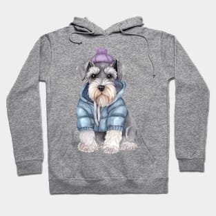 Watercolor Cozy Miniature Schnauzer Dog Hoodie